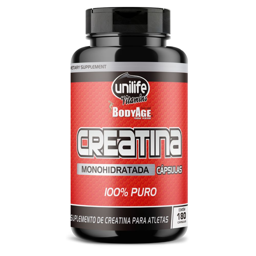 Creatina Monohidratada 100% Pura Unilife 180 cápsulas