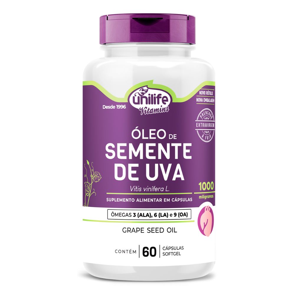 Óleo de Semente de Uva Unilife 60 cápsulas