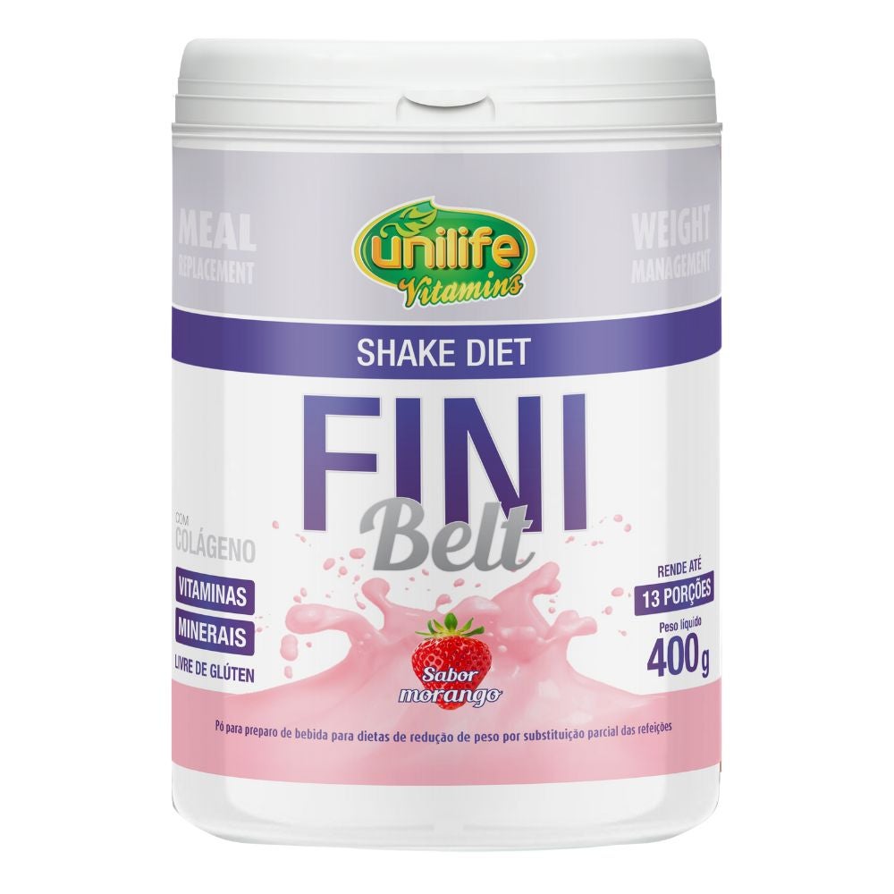 Shake Diet com Colágeno Fini Belt Sabor Morango Unilife 400g