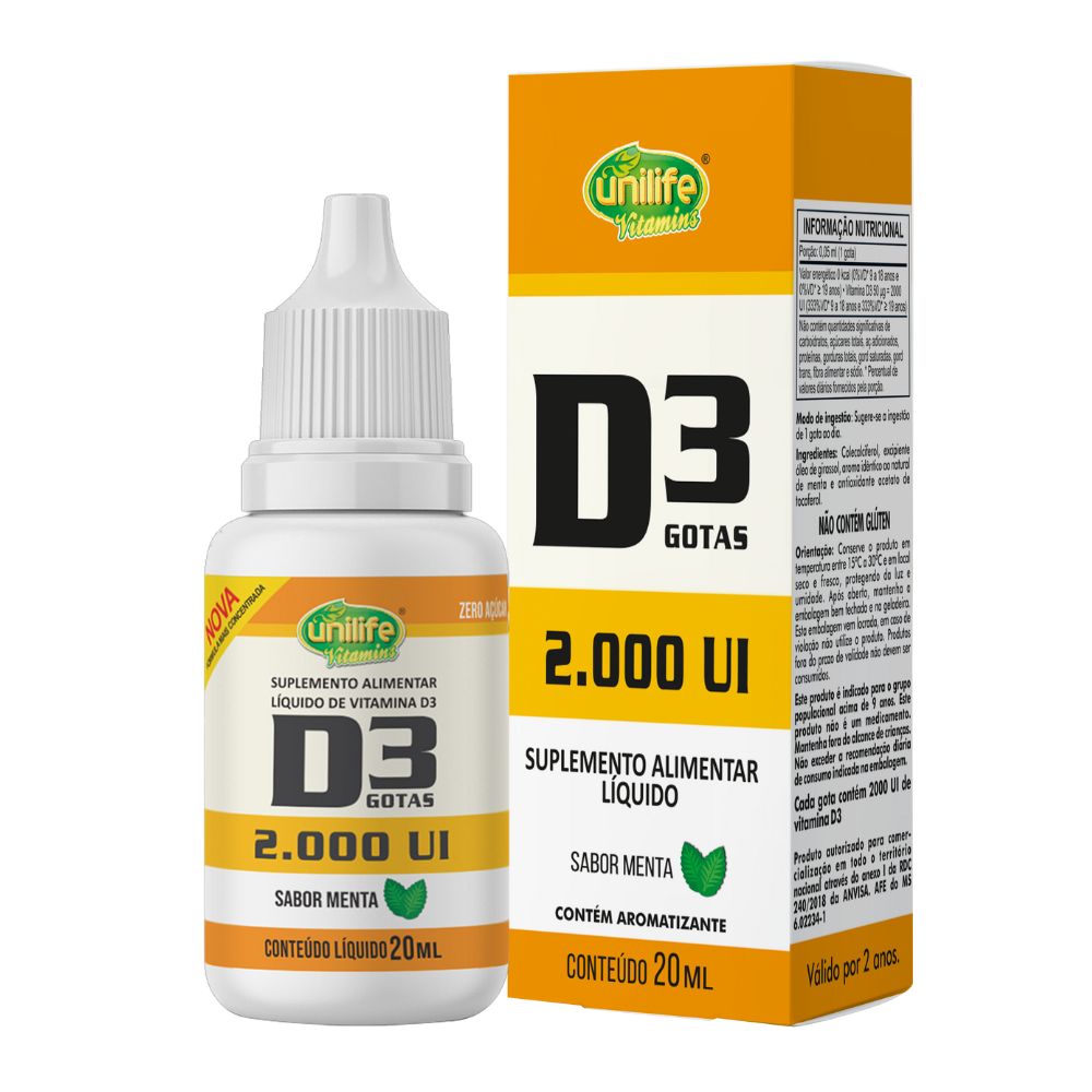 Vitamina D3 Colecalciferol (Gotas) Unilife 20ml