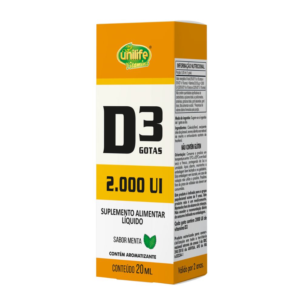 Vitamina D3 Colecalciferol (Gotas) Unilife 20ml - Imagem 3