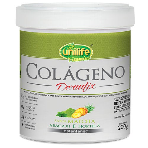 Colágeno em Pó Dermfix Sabor Matcha com Abacaxi e Hortelã Unilife 200g