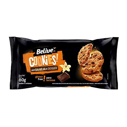 Cookies Sabor Baunilha com Chocolate Belive 80g