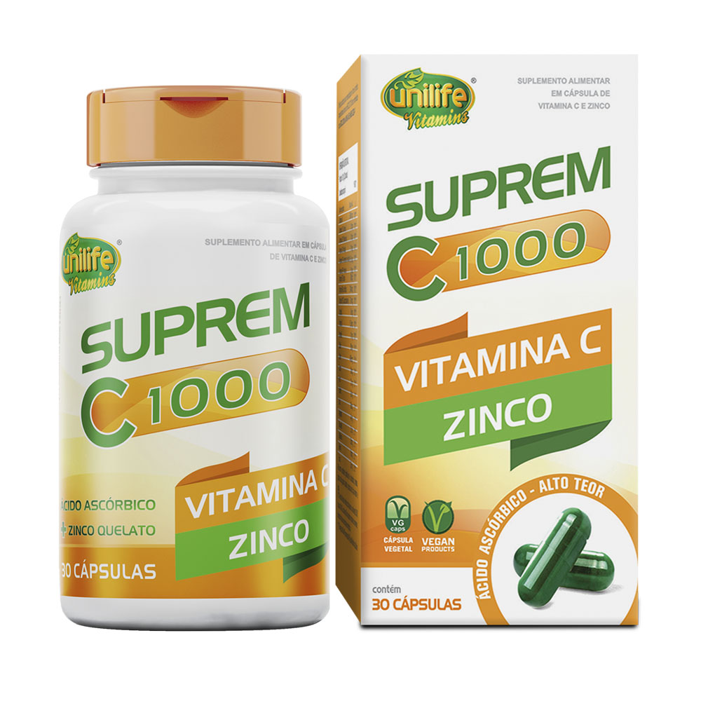 Suprem C 1000mg Vitamina C e Zinco Unilife 30 Cápsulas - Imagem 2