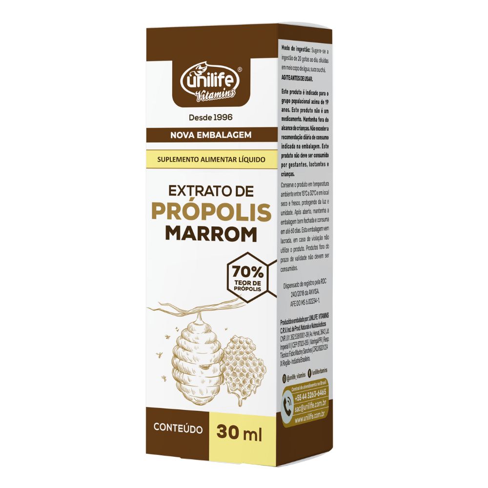 Extrato de Própolis Marrom Unilife 30ml - Imagem 3
