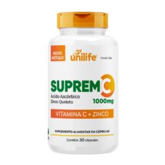 Suprem C 1000mg Vitamina C e Zinco Unilife 30 Cápsulas