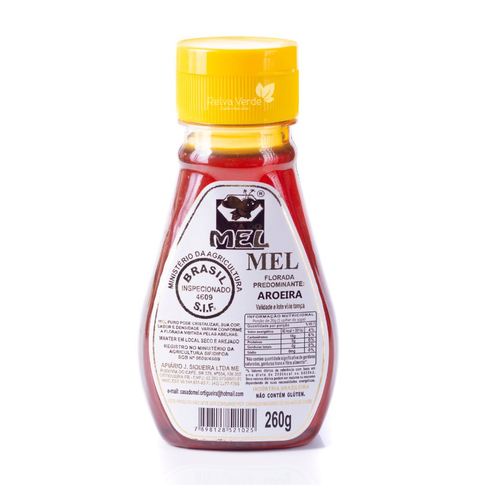 Mel Aroeira Bisnaga Casa do Mel 260g