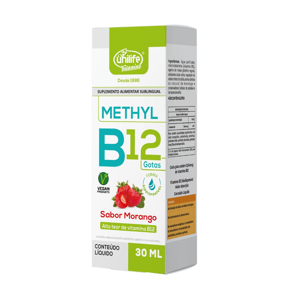 Vitamina B12 em Gotas Sabor Morango Unilife 30ml - Imagem 2