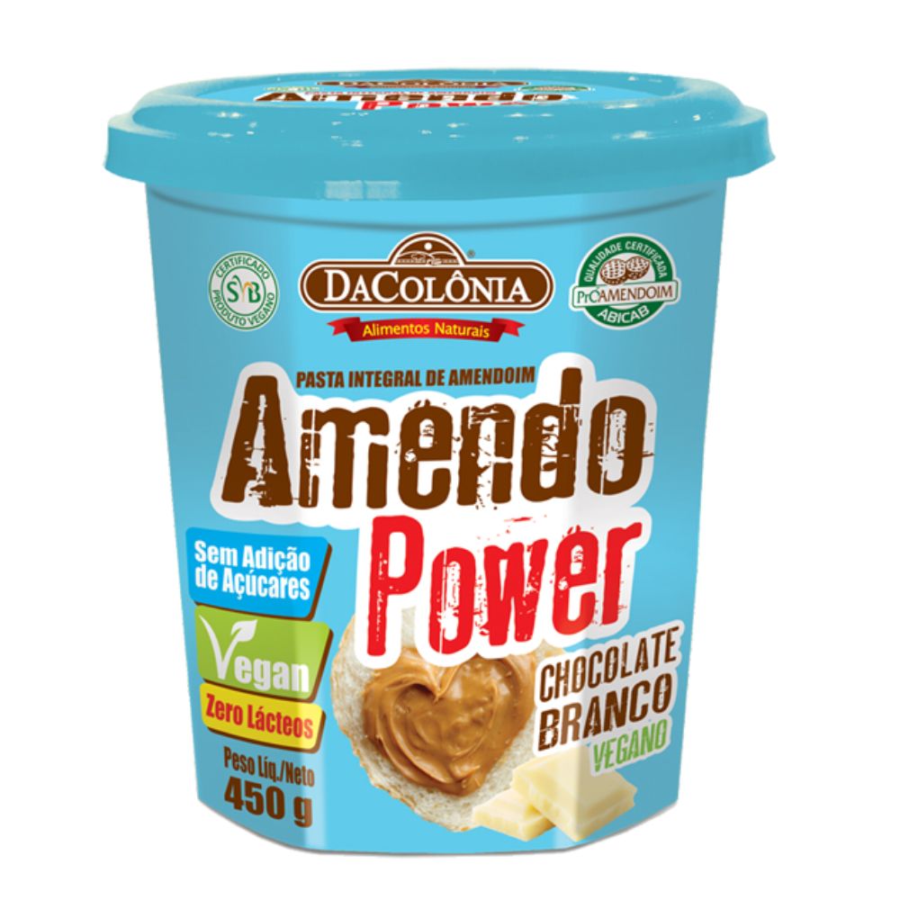 Pasta de Amendoim Amendo Power Chocolate Branco DaColônia 450g