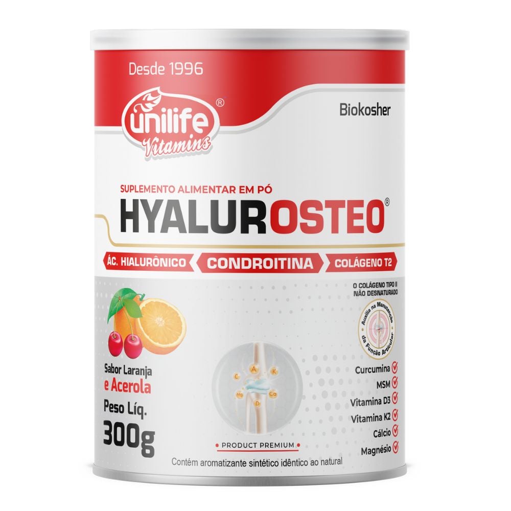 Hyalurosteo Sabor Laranja e Acerola Unilife 300g