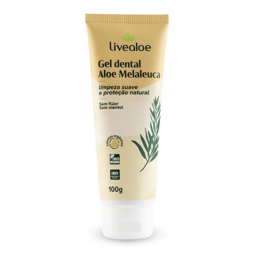 Gel Dental Natural Aloe Melaleuca (Sem Flúor) Livealoe 100g