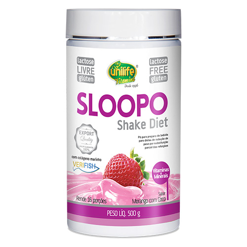 Shake Diet com Colágeno Verisol Sloopo Morango Unilife 500g
