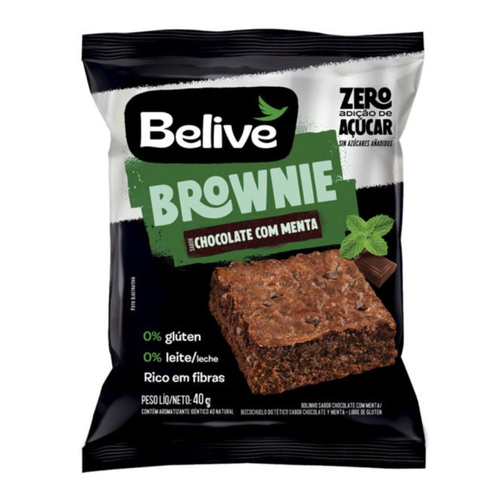 Brownie Zero Sabor Chocolate com Menta Belive 40g