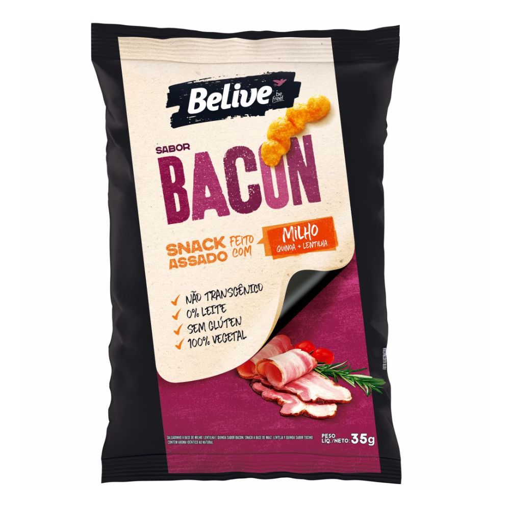 Snack Assado de Milho Sabor Bacon Belive 35g