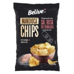 Mandioca Chips com Sal Rosa do Himalaia Belive 50g