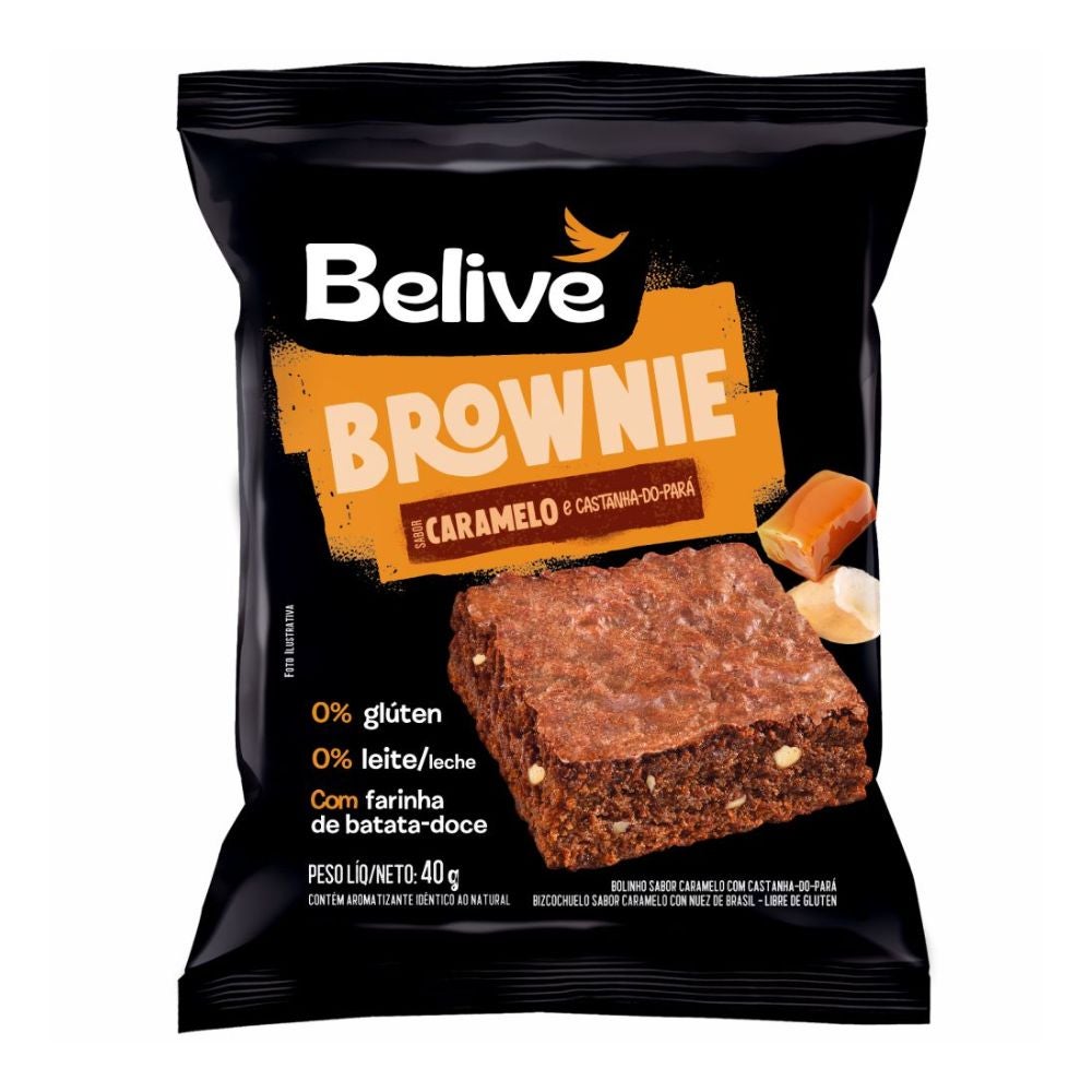 Brownie Sabor Caramelo e Castanha do Brasil Belive 40g