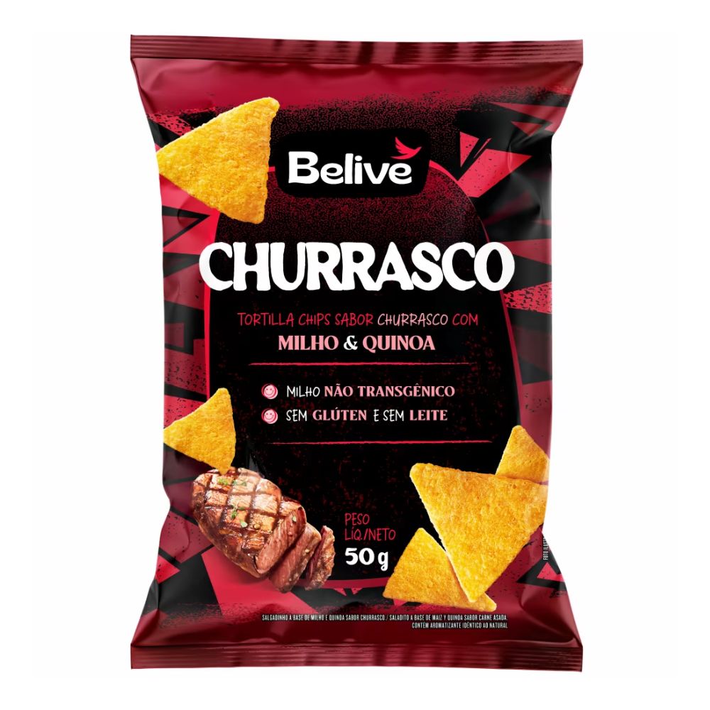 Tortilla Chips Sabor Churrasco Sem Glúten Belive 50g