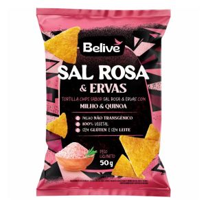 Tortilla Chips Sabor Sal Rosa e Ervas Sem Glúten Belive 50g