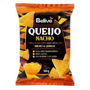 Tortilla Chips Sabor Queijo Nacho Sem Glúten Belive 50g