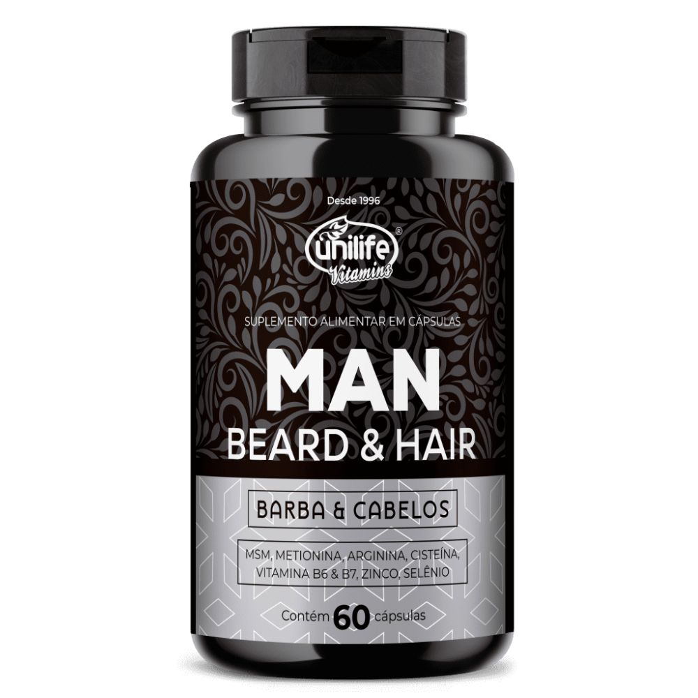 Man Beard e Hair Unilife 60 cápsulas