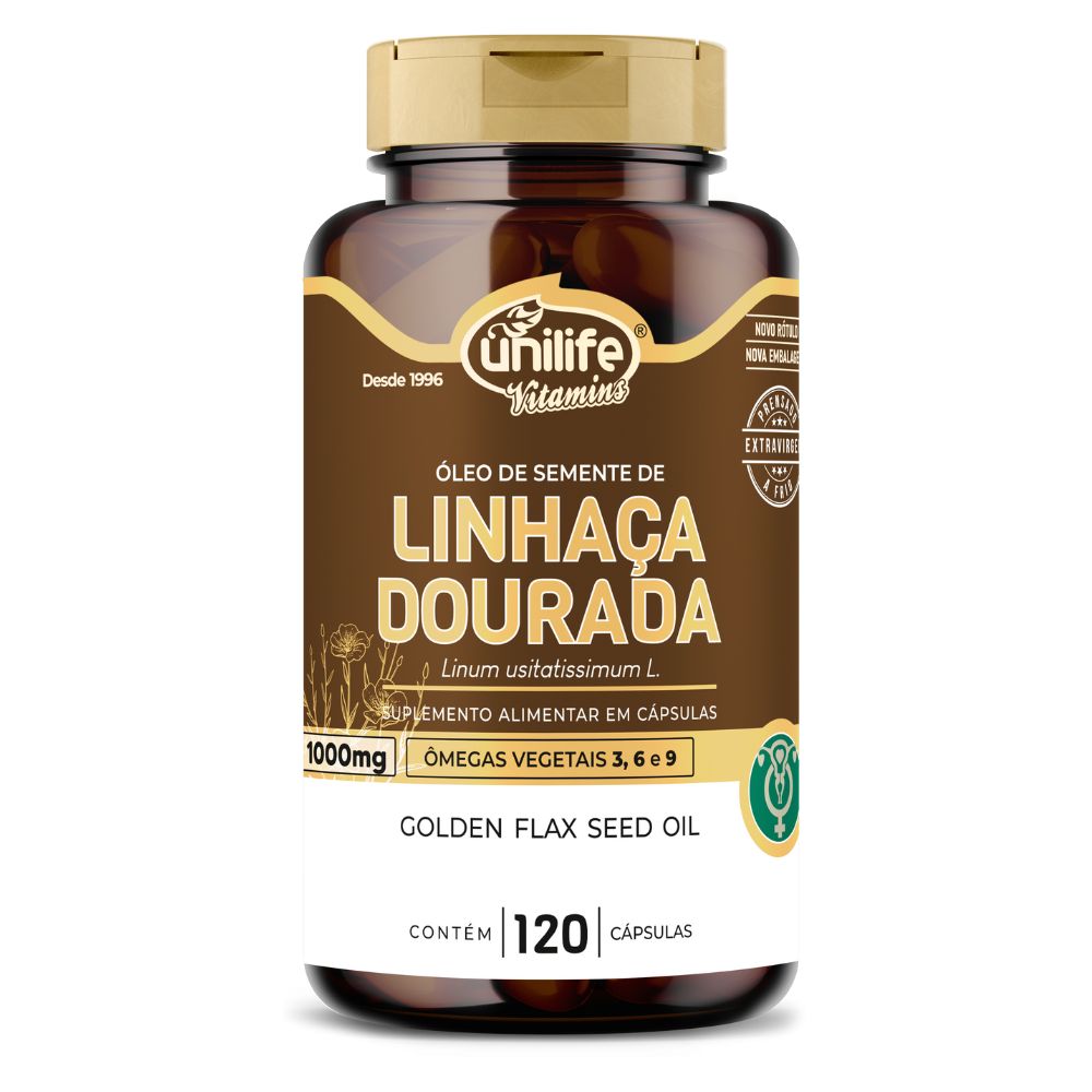 Óleo de Linhaça Dourada Unilife 120 cápsulas