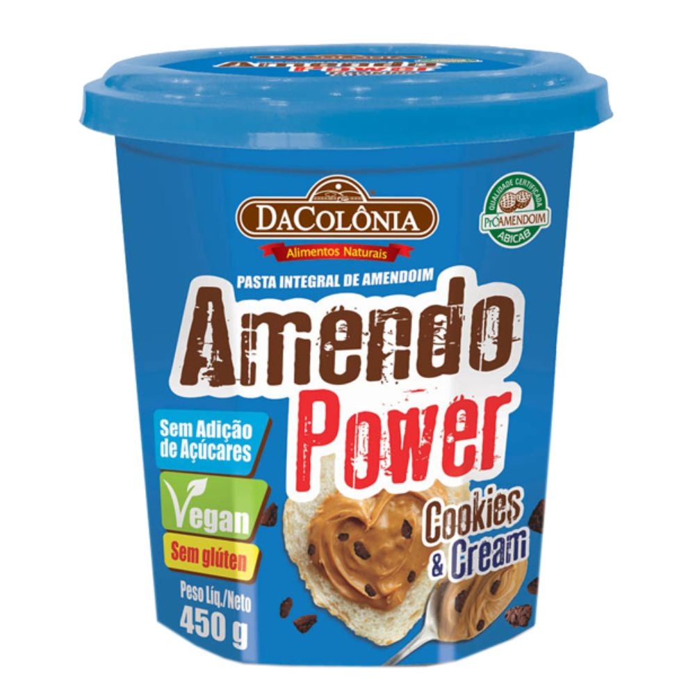 Pasta de Amendoim Amendo Power Cookies e Cream DaColônia 450g