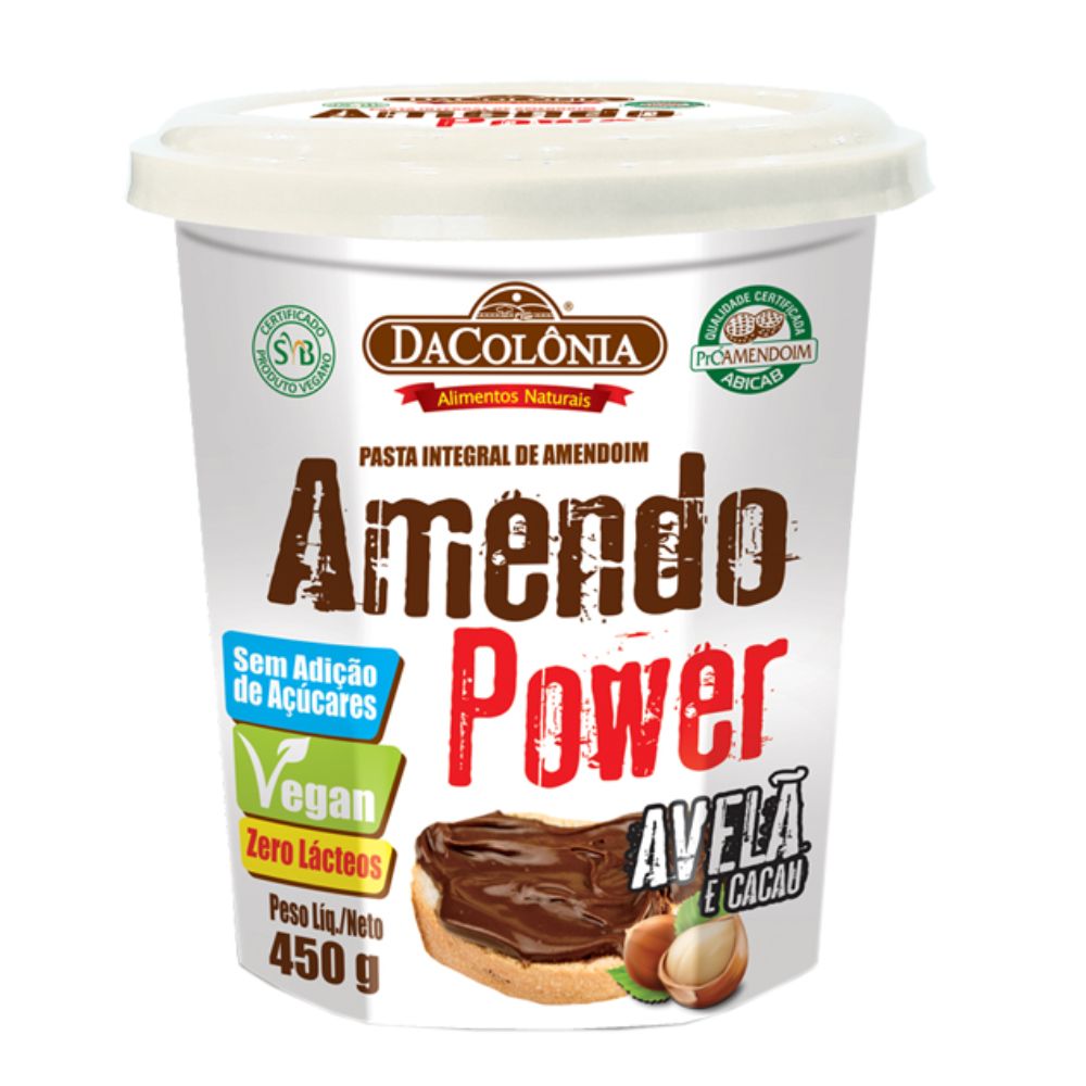 Pasta de Amendoim Amendo Power com Avelã e Cacau DaColônia 450g