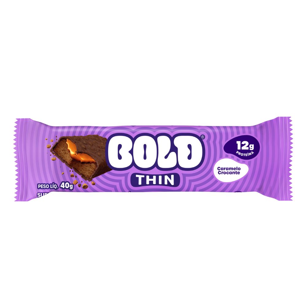 Barra de Proteína Thin Sabor Caramelo Crocante Bold 40g