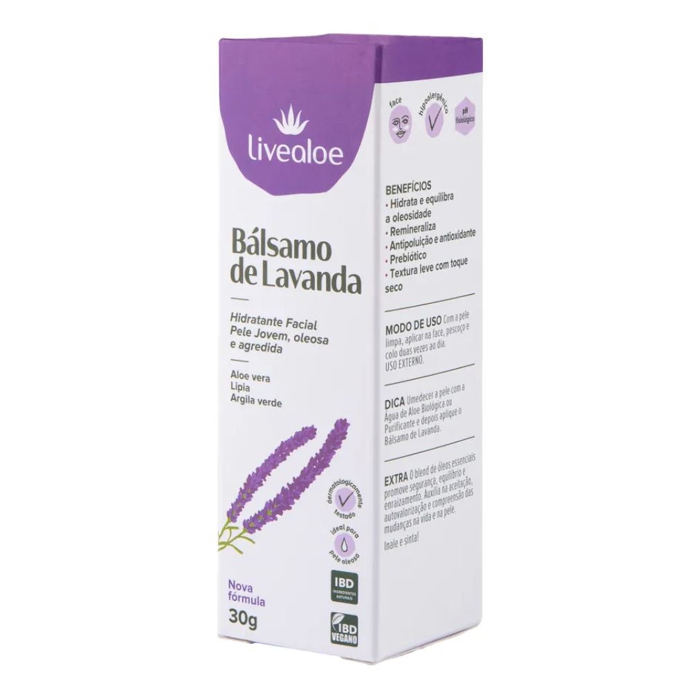 Hidratante Facial Bálsamo de Lavanda Livealoe 30ml - Imagem 3