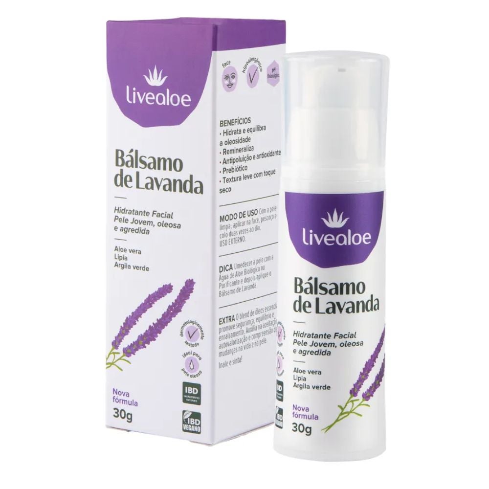 Hidratante Facial Bálsamo de Lavanda Livealoe 30ml - Imagem 2