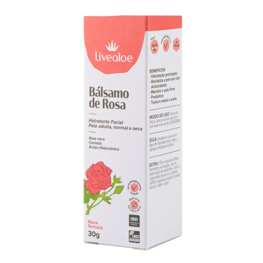 Hidratante Facial Bálsamo de Rosa Livealoe 30ml - Imagem 2