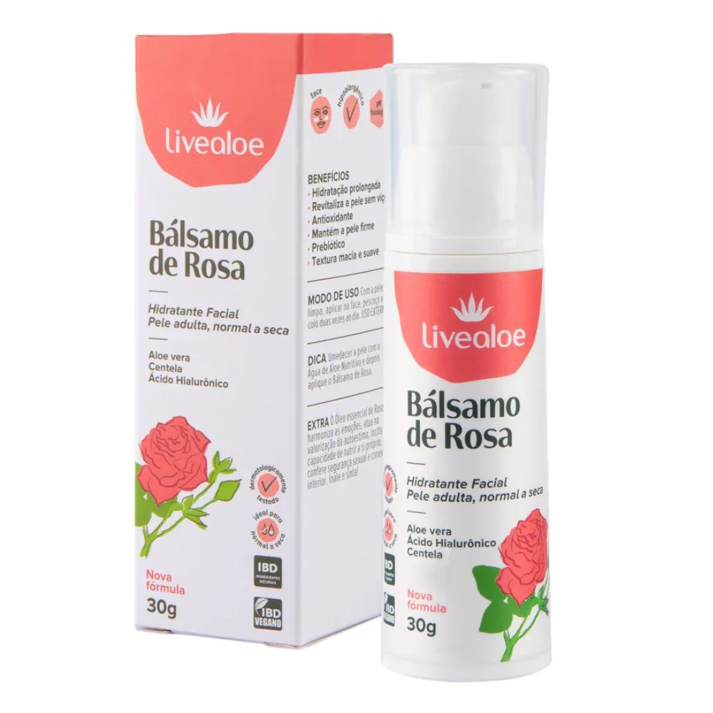 Hidratante Facial Bálsamo de Rosa Livealoe 30ml - Imagem 3
