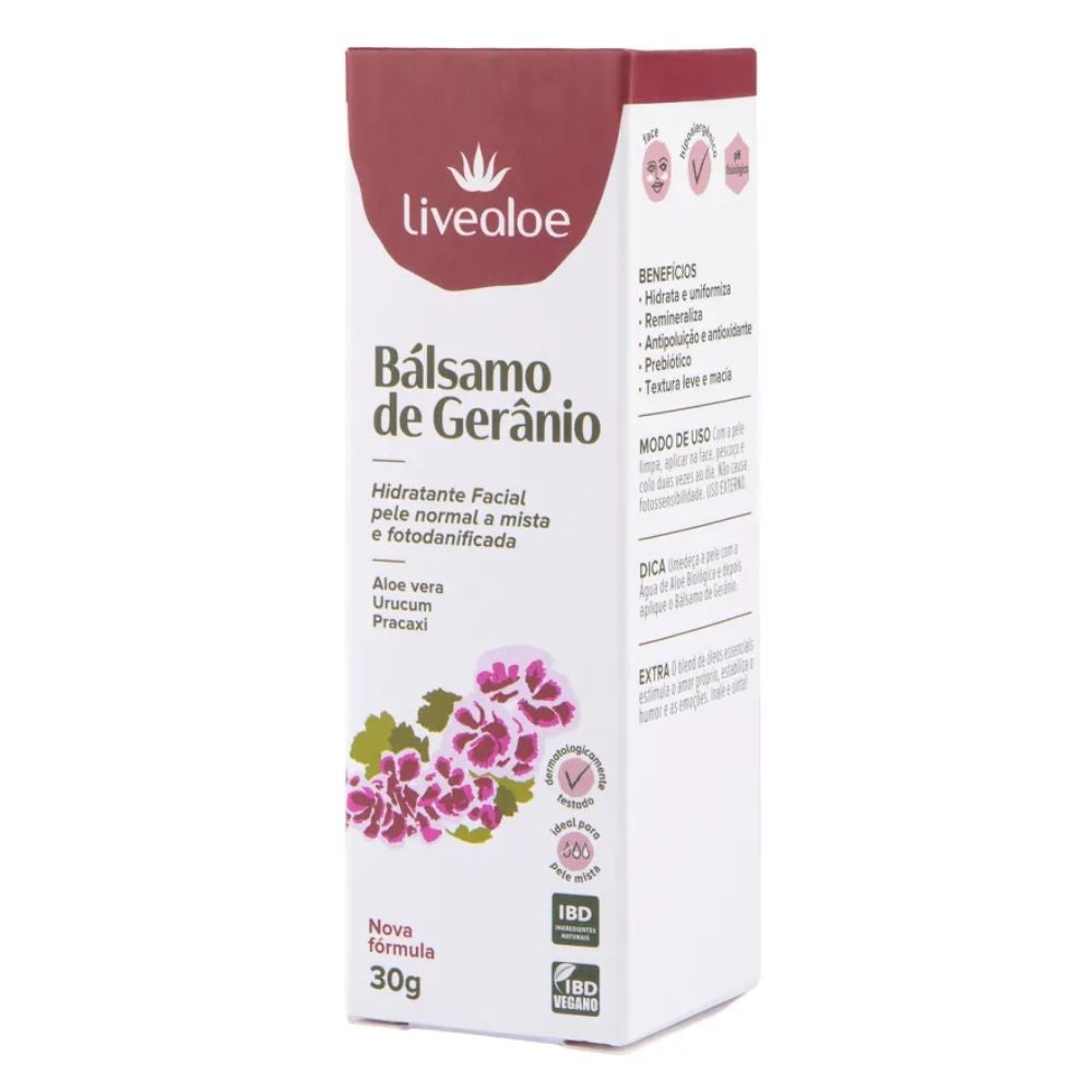 Hidratante Facial Bálsamo de Gerânio Livealoe 30ml - Imagem 2