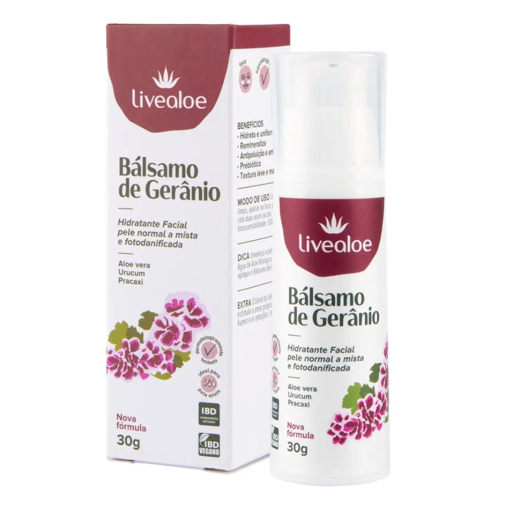Hidratante Facial Bálsamo de Gerânio Livealoe 30ml - Imagem 3