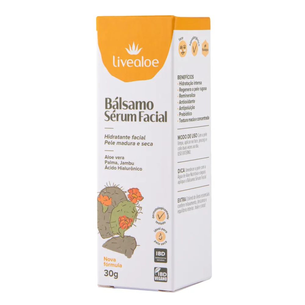 Hidratante Facial Bálsamo Sérum Livealoe 30ml - Imagem 2