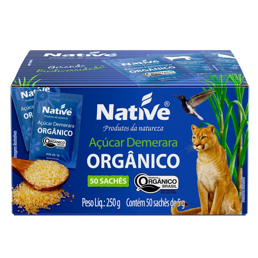 Açúcar Demerara Orgânico Native 50 Sachês de 5g
