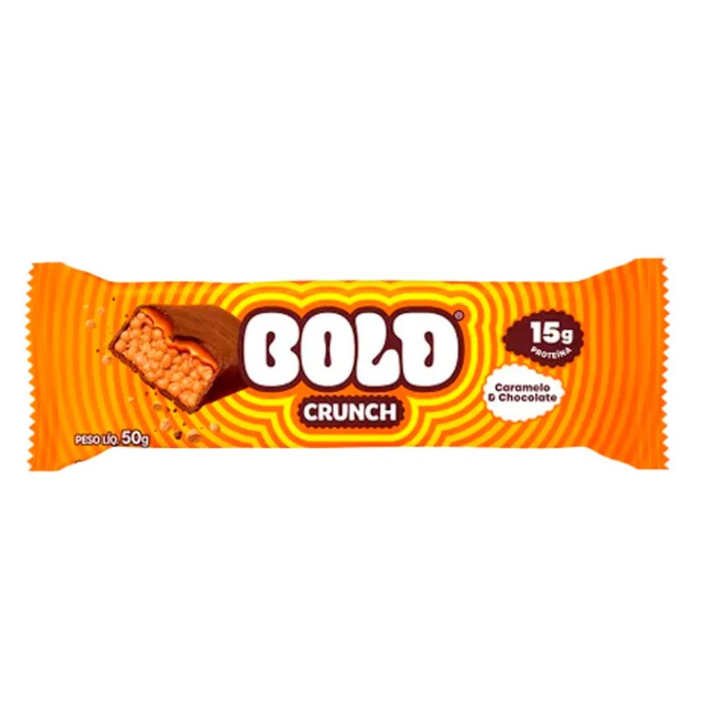 Barra de Proteína Crunch Sabor Caramelo e Chocolate Bold 50g