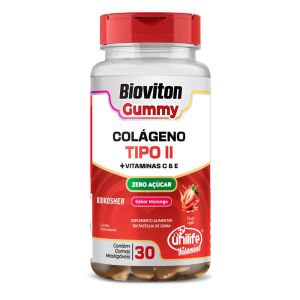 Bioviton Gummy Colágeno Tipo II Sabor Morango Unilife 30 gomas