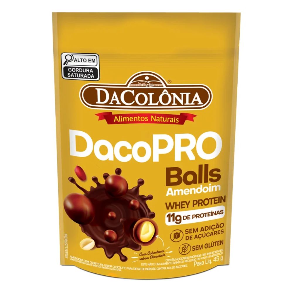 Amendoim Coberto de Chocolate Proteico DacoPRO Balls DaColônia 45g