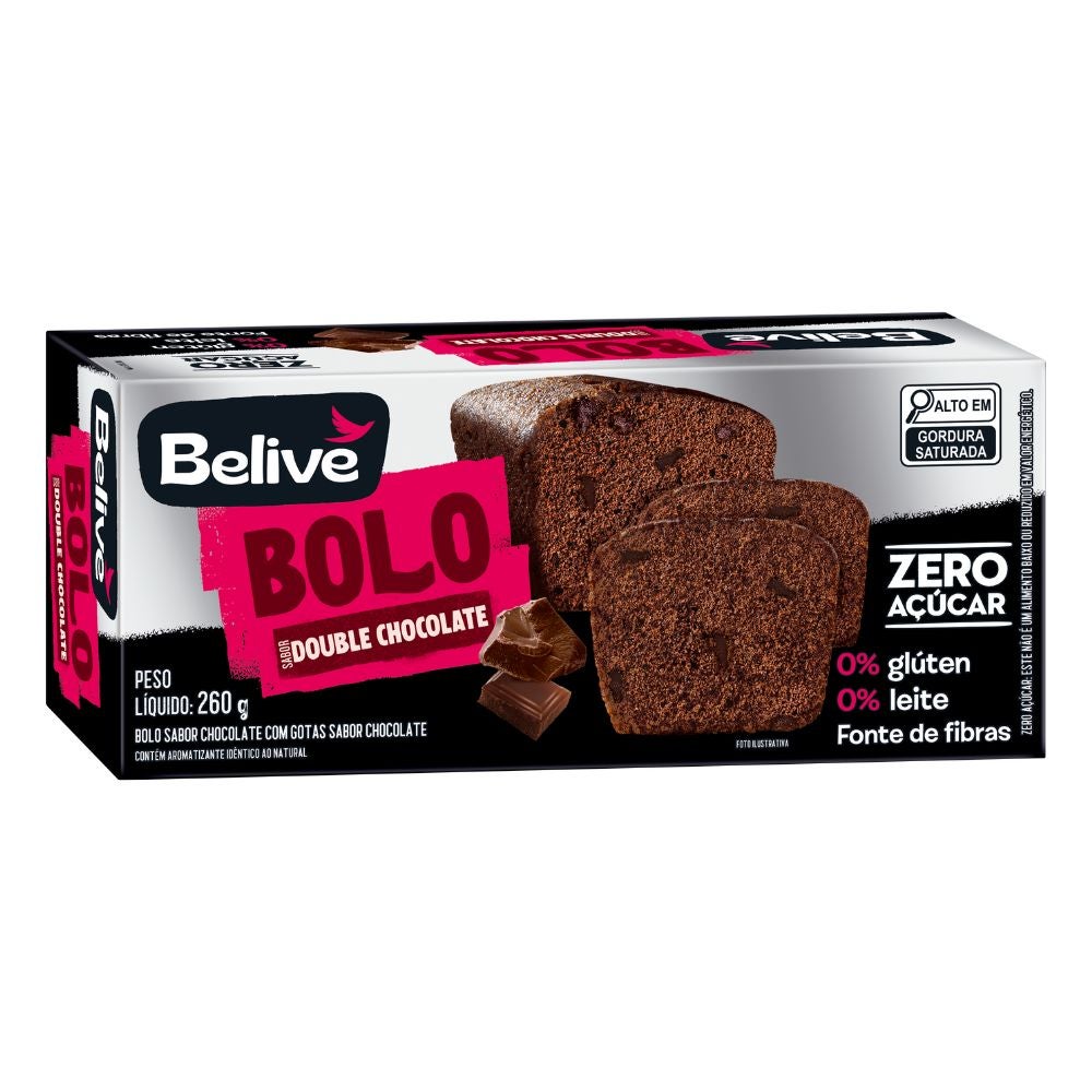 Bolo Sabor Double Chocolate Zero Sem Glúten Belive 260g