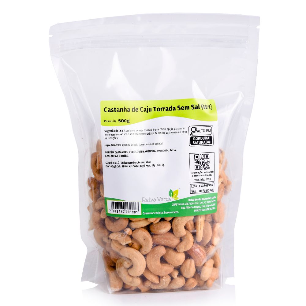 Castanha de Caju Torrada Sem Sal (W1) 500g - Imagem 3