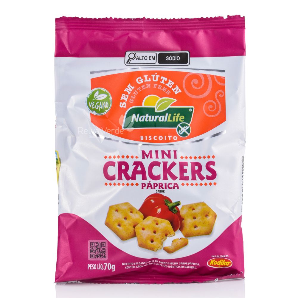 Biscoito Mini Crackers Vegano Sabor Páprica Natural Life 70g