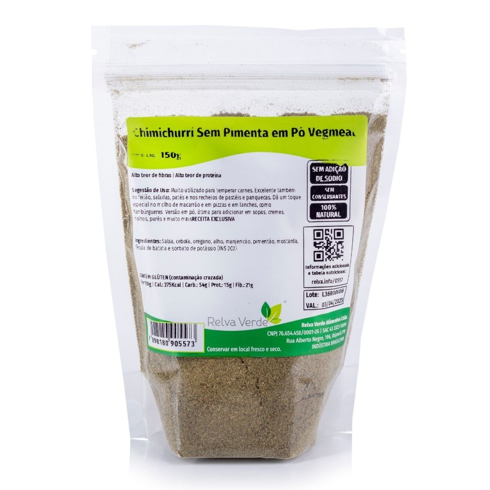 Chimichurri Sem Pimenta em Pó Zero Adição de Sal Vegmeal 150g - Imagem 2