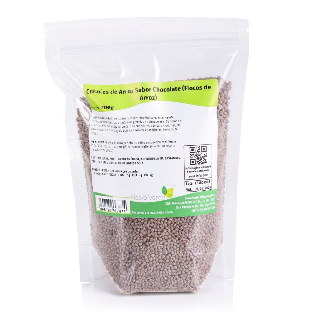Crispies de Arroz Sabor Chocolate (Flocos de Arroz) 200g - Imagem 3