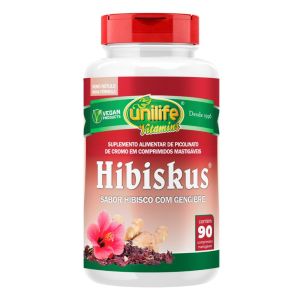 Hibiskus Sabor Hibisco com Gengibre Unilife 90 Comprimidos Mastigáveis
