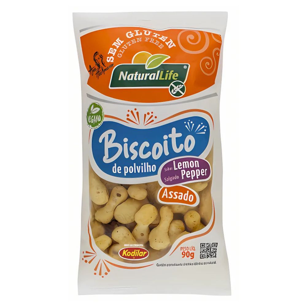 Biscoito de Polvilho Sabor Lemon Pepper Vegano Natural Life 90g