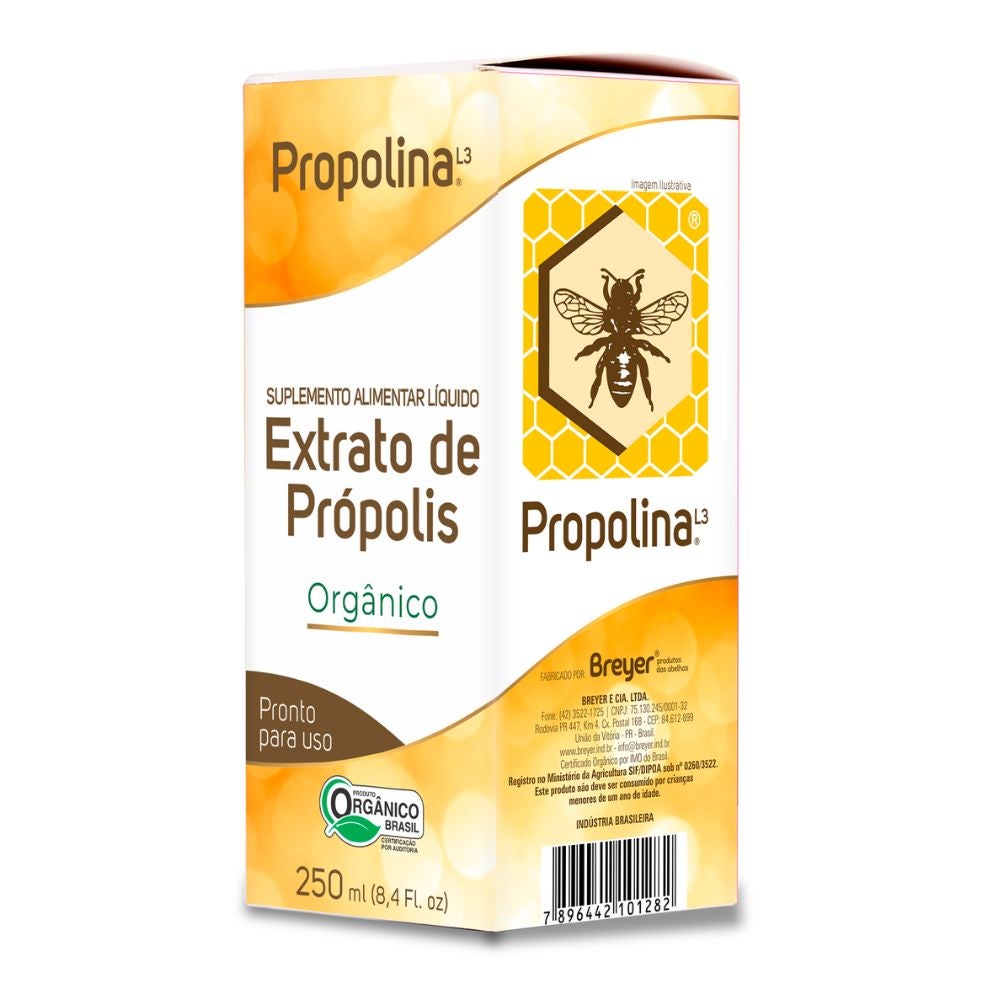 Extrato de Própolis Orgânico Diluído em Água Propolina L3 Breyer 250ml