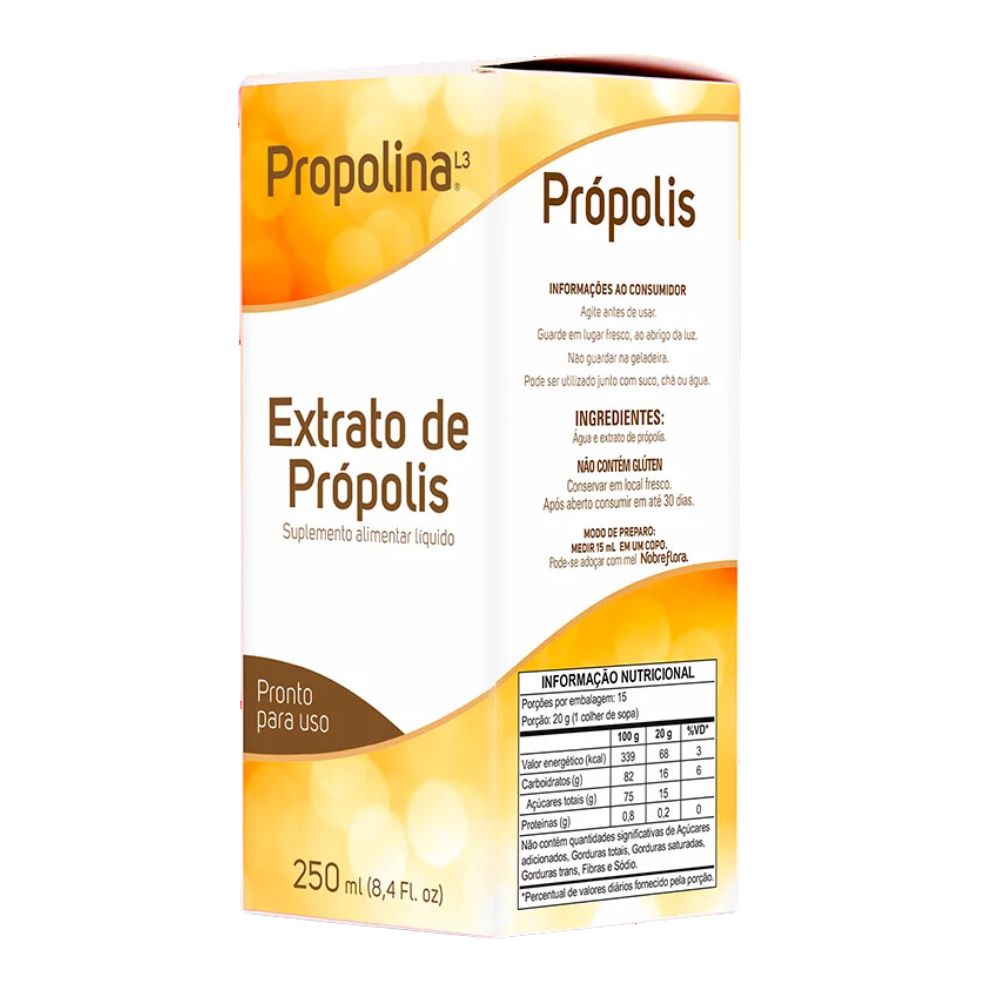 Extrato de Própolis Diluído em Água Propolina L3 Breyer 250ml