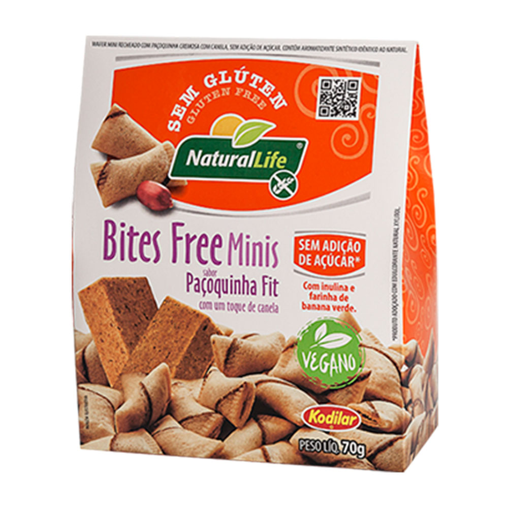Bites Free Minis Sabor Paçoquinha Fit Natural Life 70g
