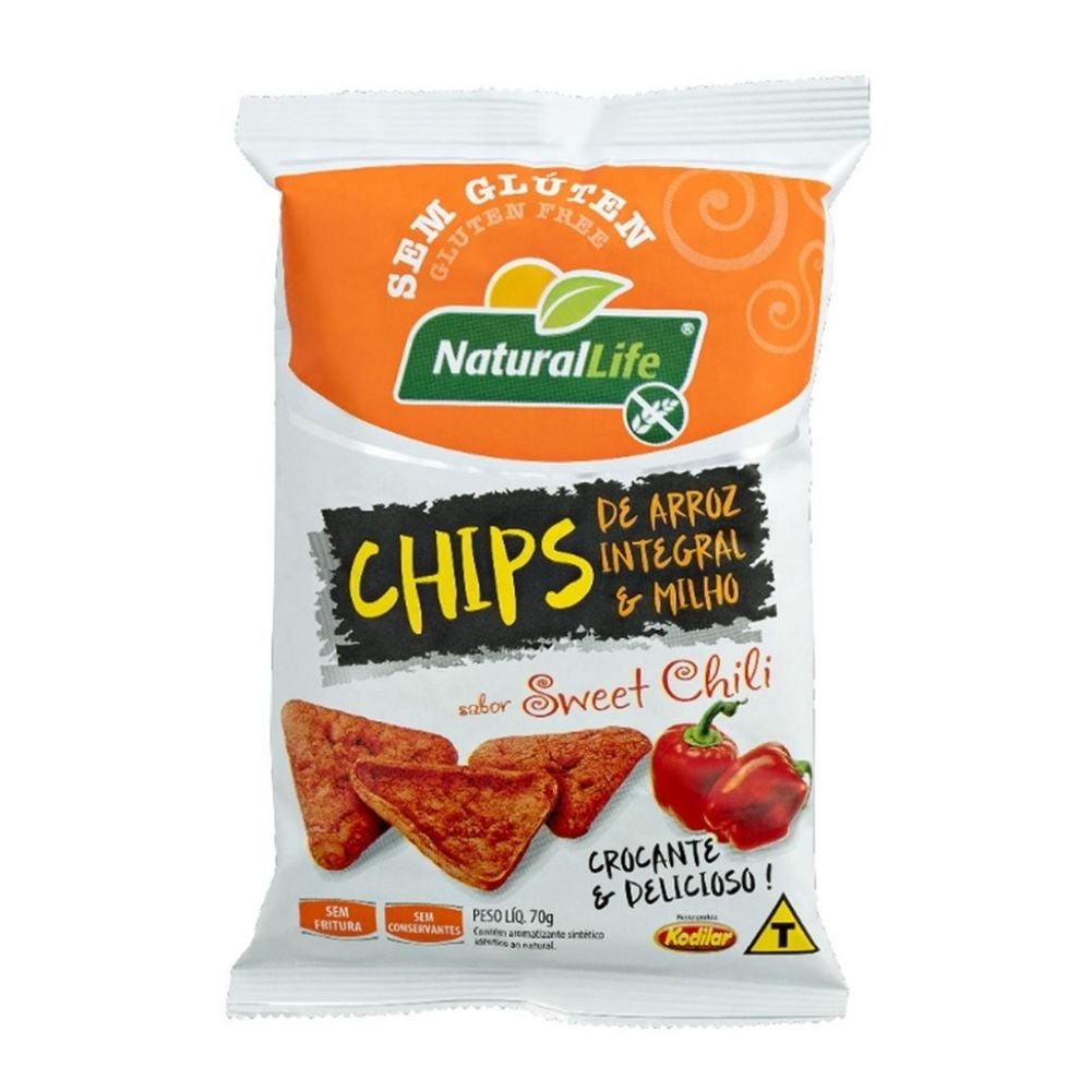 Chips de Arroz Integral e Milho Sabor Sweet Chili Natural Life 70g